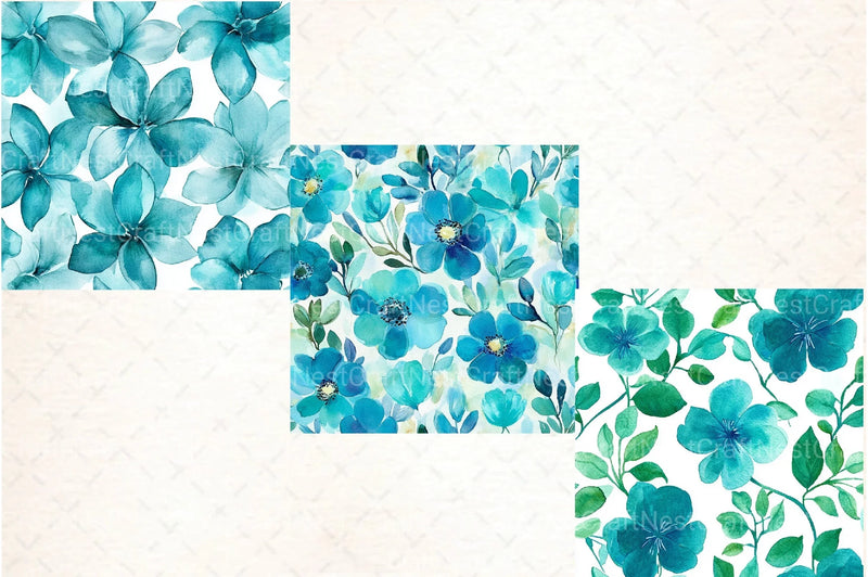 Navy Blue Yellow Cottage Flowers Pattern Clipart Bundle - CraftNest - Digital Crafting and Art