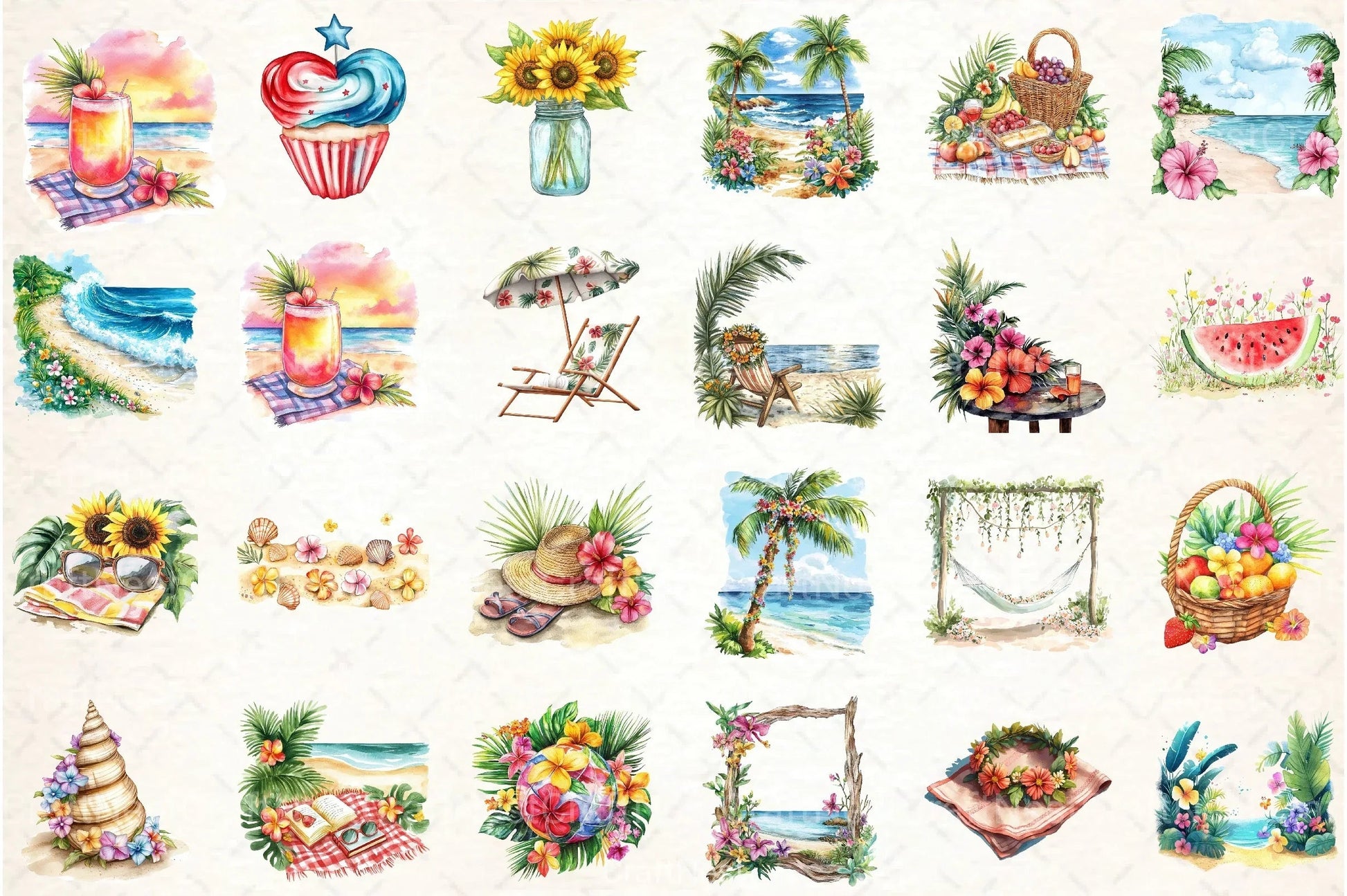 Summer Floral Clipart Bundle 23 - CraftNest - Digital Crafting and Art