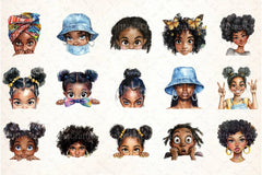 Peeking Black Girls Clipart Bundle 1 - CraftNest - Digital Crafting and Art