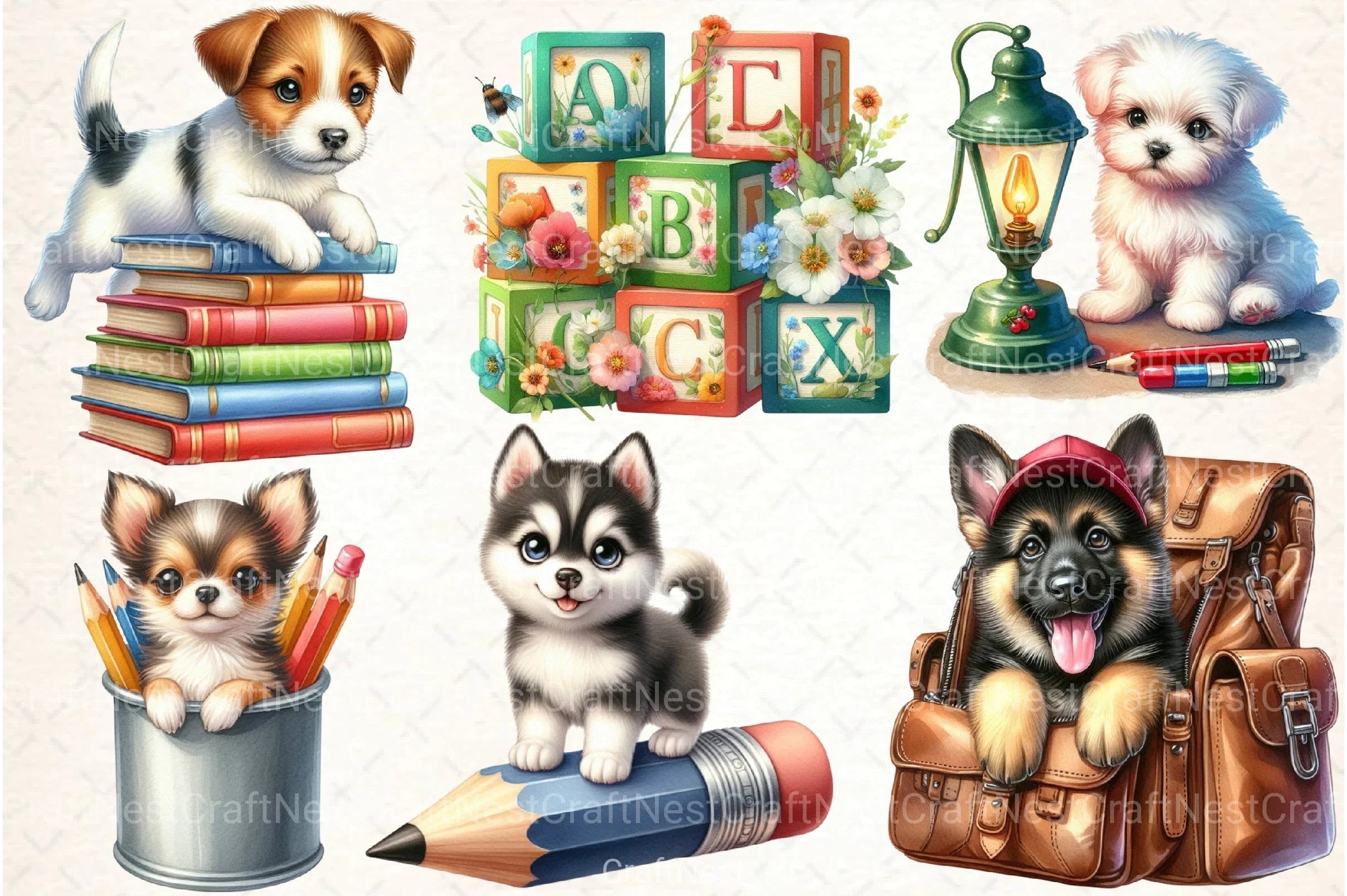 Back to School Dogs Clipart Bundle - CraftNest - Digital Crafting and Art