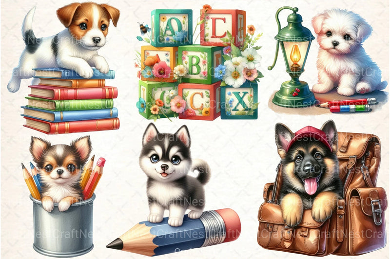 Back to School Dogs Clipart Bundle - CraftNest - Digital Crafting and Art