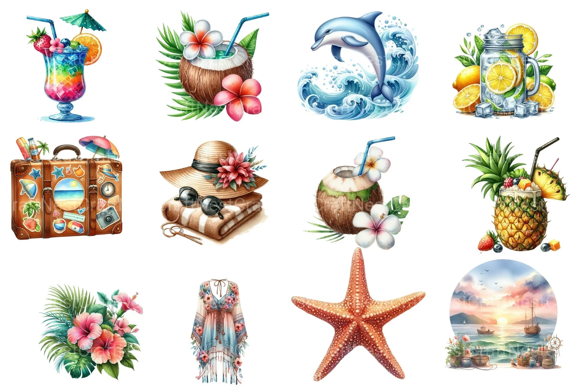 Tropical Summer Vacation Beach Clipart Bundle 99 - CraftNest - Digital Crafting and Art