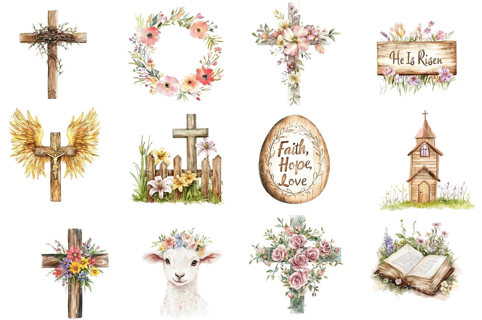 Christian Rustic Easter Clipart Bundle - CraftNest - Digital Crafting and Art