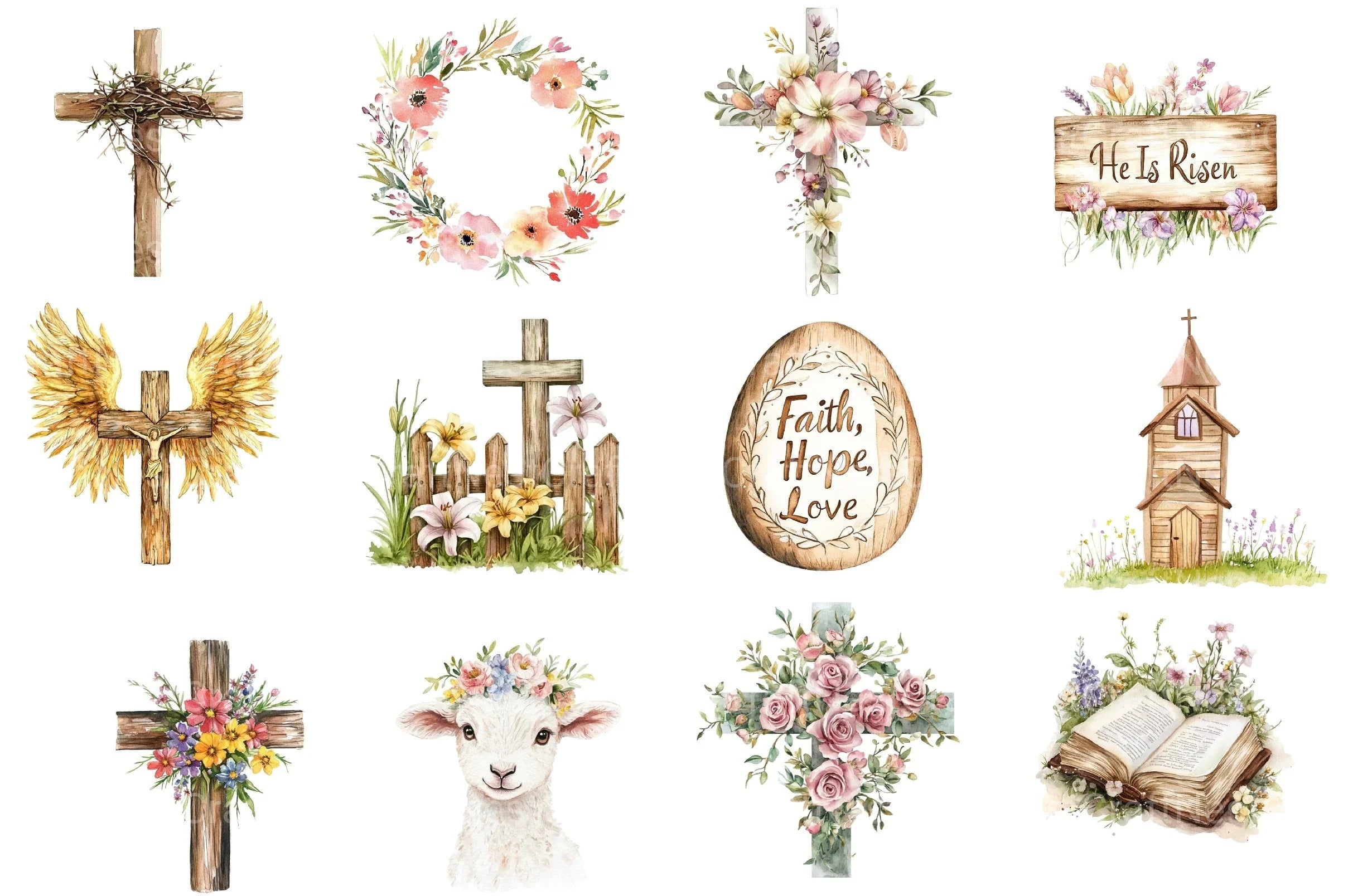Christian Rustic Easter Clipart Bundle - CraftNest - Digital Crafting and Art
