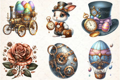 Steampunk Easter Clipart Bundle 99 - CraftNest - Digital Crafting and Art