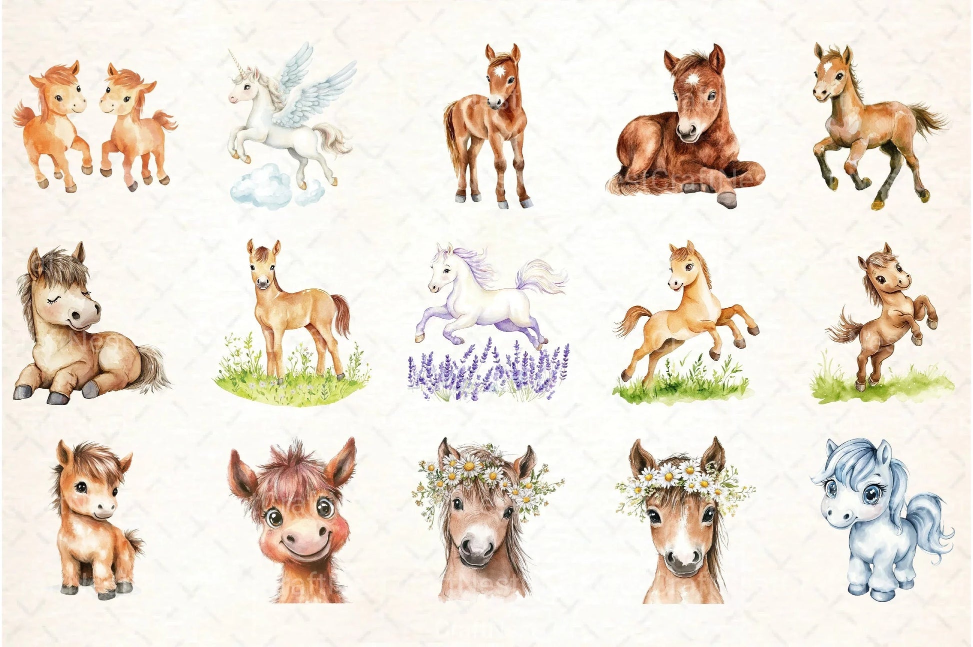 Whimsical Baby Horse Clipart Bundle - CraftNest - Digital Crafting and Art
