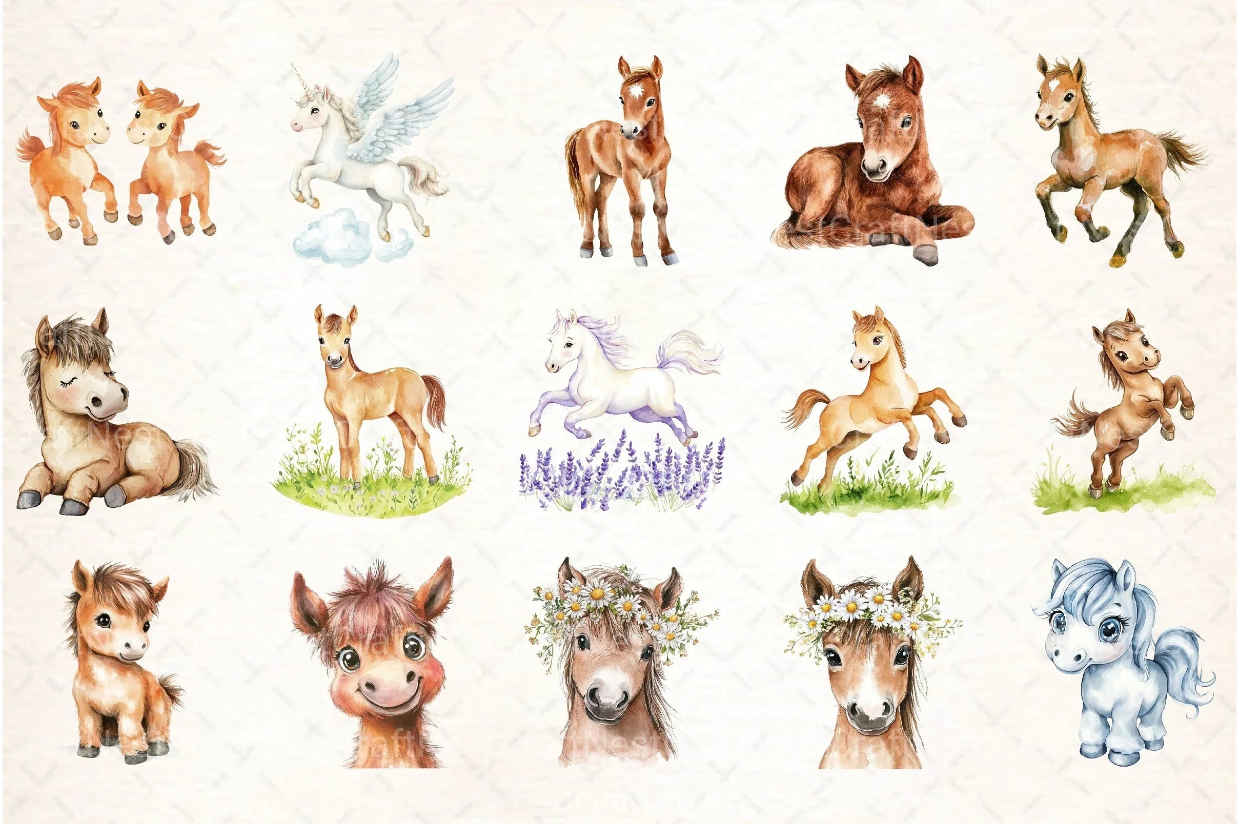 Whimsical Baby Horse Clipart Bundle - CraftNest - Digital Crafting and Art