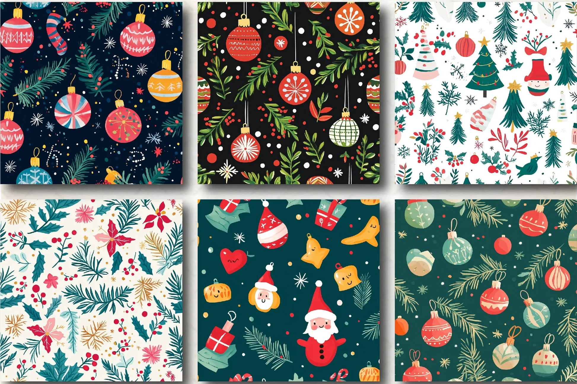 Merry & Bright Christmas Patterns Clipart Bundle - CraftNest - Digital Crafting and Art
