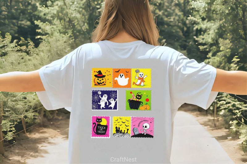 Halloween Stamps: Ghosts, Pumpkins & Black Cat Clipart Bundle - CraftNest - Digital Crafting and Art