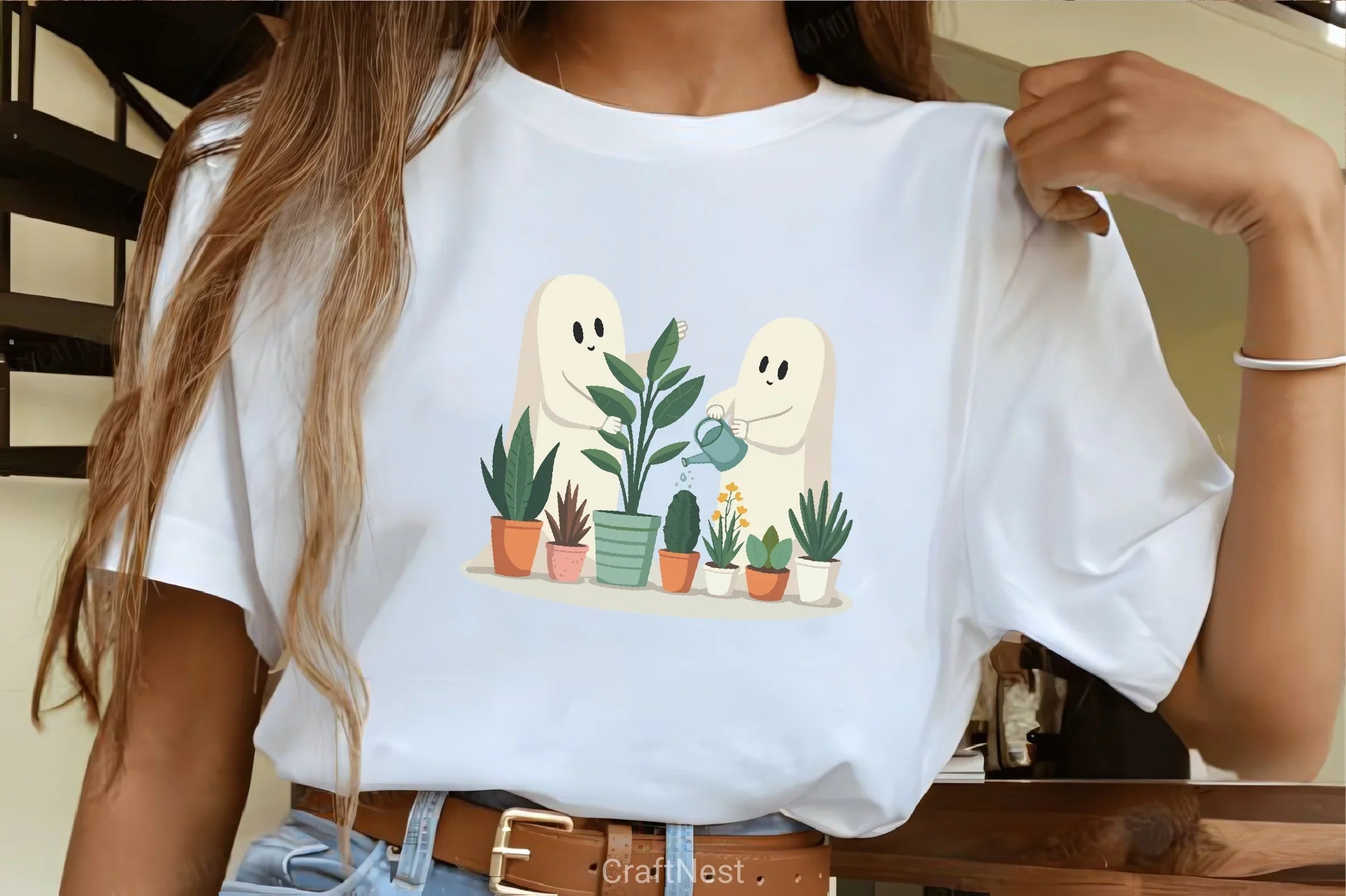 Cartoon Ghosts Watering Plants Clipart Bundle - CraftNest - Digital Crafting and Art