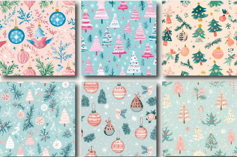 Merry & Bright Pastel Christmas Patterns Clipart Bundle - CraftNest - Digital Crafting and Art