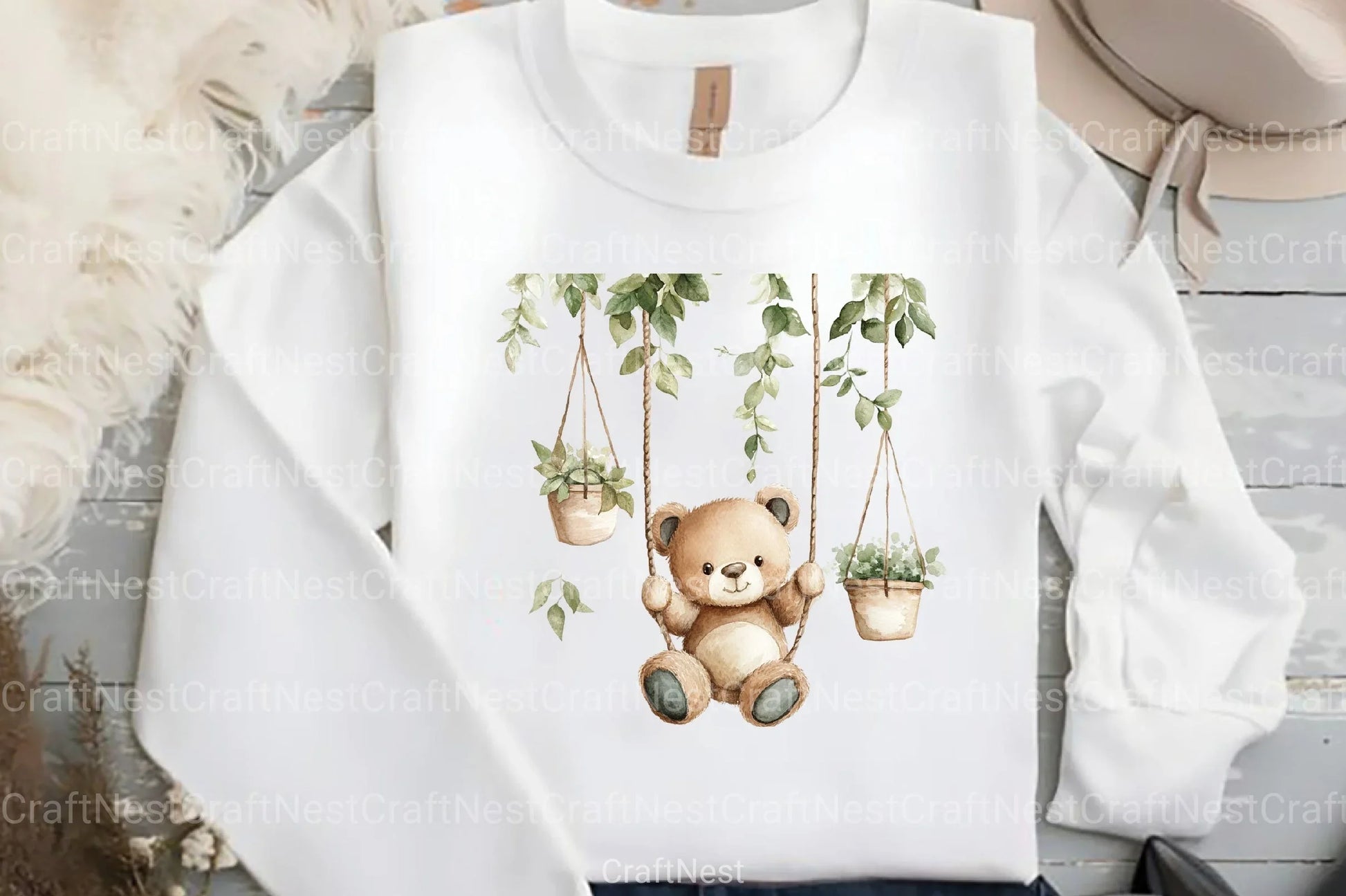 Nursery Teddy Bear Boho Clipart Bundle 4 - CraftNest - Digital Crafting and Art