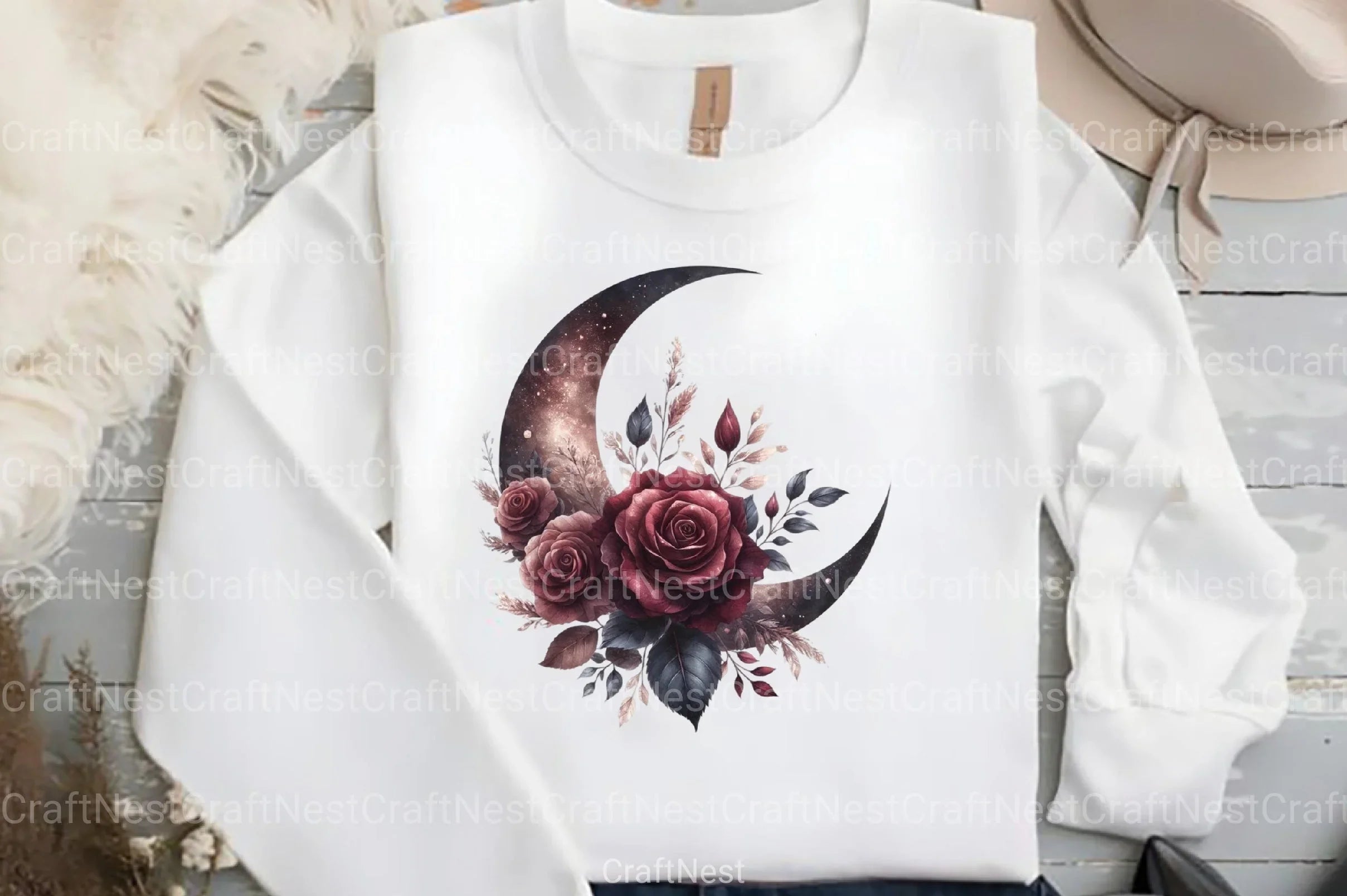 Boho Moon Floral Clipart Bundle - CraftNest - Digital Crafting and Art