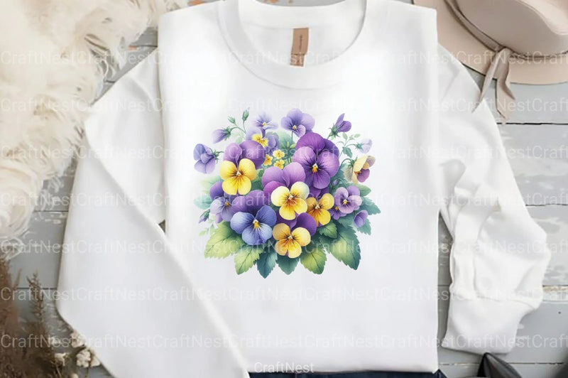 Spring Viola Flowers Clipart Bundle - CraftNest - Digital Crafting and Art