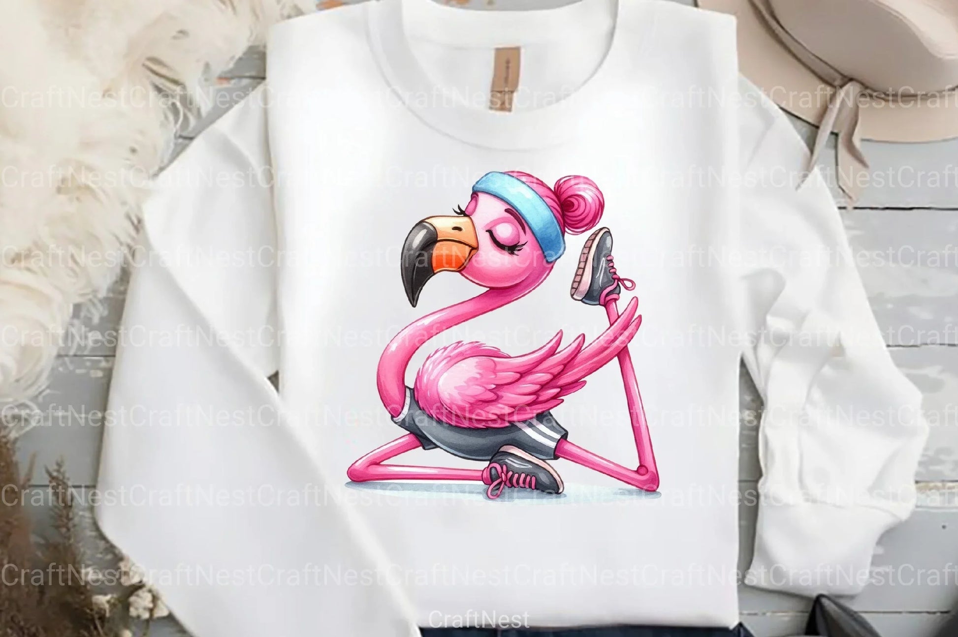 Cute Cartoon Sporty Flamingos Clipart Bundle 2 - CraftNest - Digital Crafting and Art