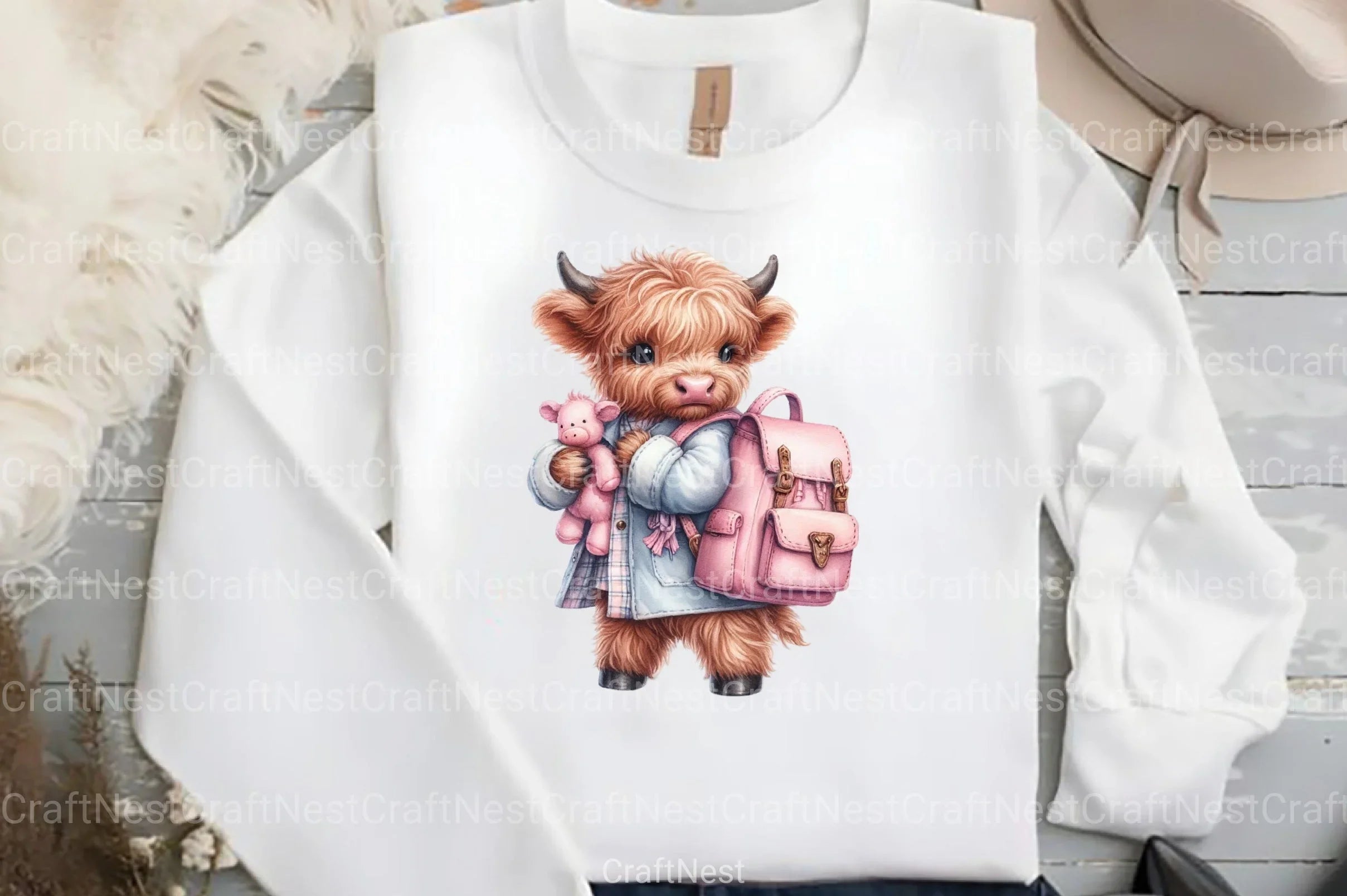 Highland Cow Back to School Clipart Bundle - CraftNest - Digital Crafting and Art