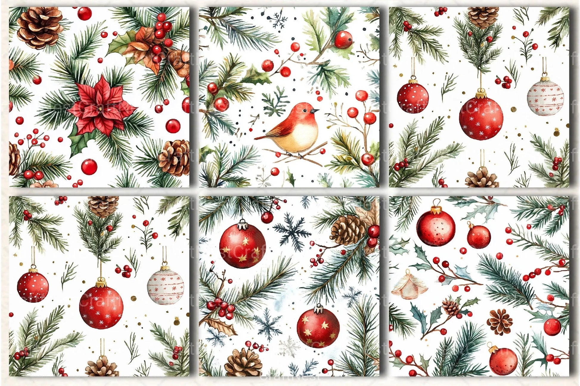 Christmas Seamless Patterns Digital Paper - CraftNest - Digital Crafting and Art