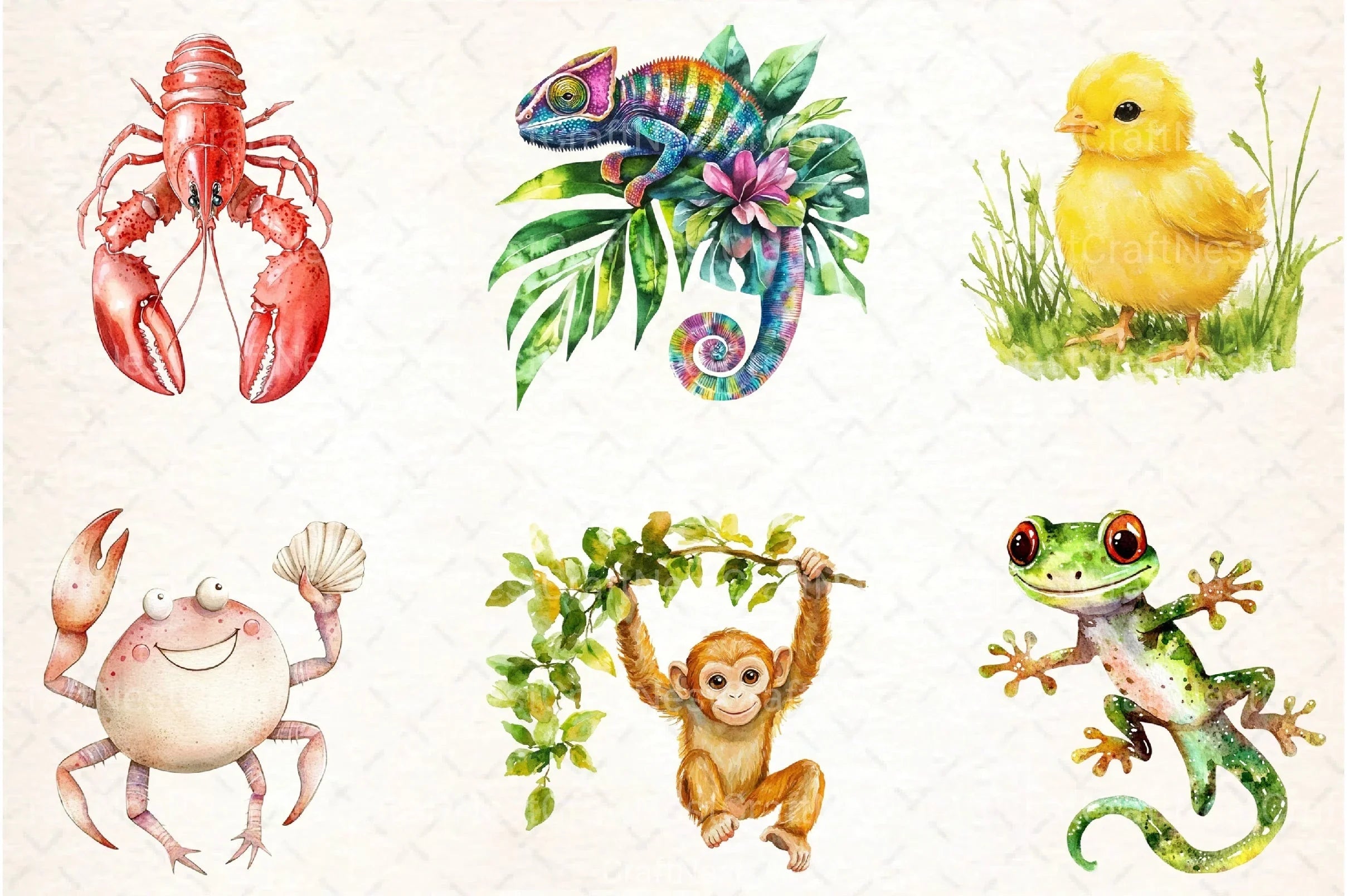 Summer Animals Clipart Bundle 99 - CraftNest - Digital Crafting and Art
