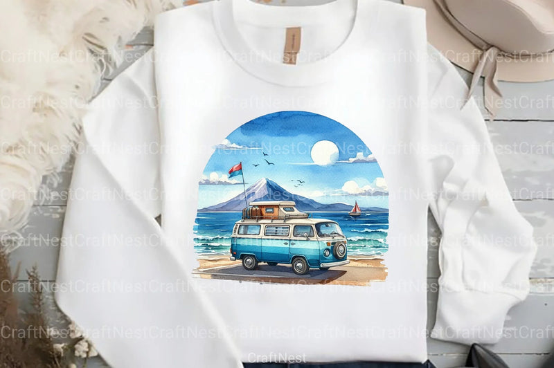 Retro Summer Beach Clipart Bundle 2 - CraftNest - Digital Crafting and Art