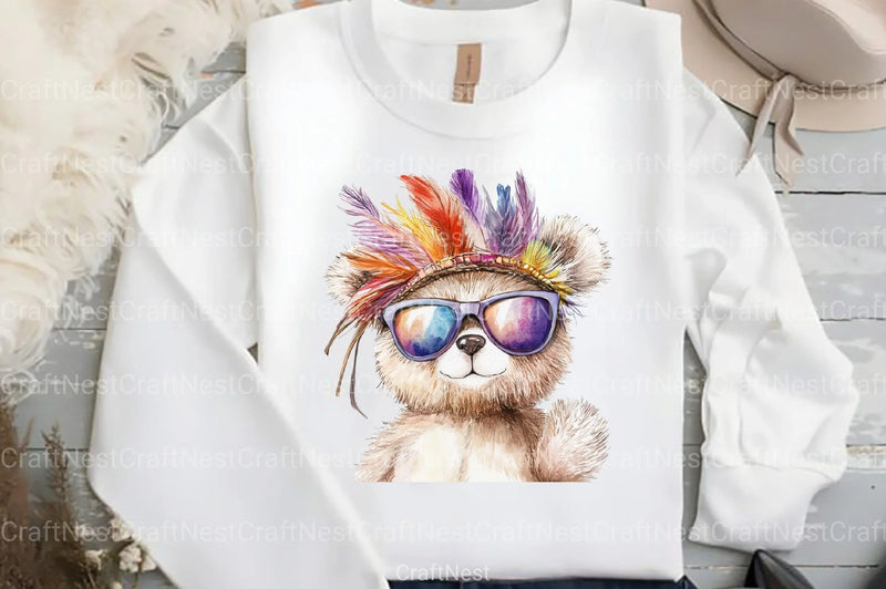 Fanny Teddy Bear Boho Clipart Bundle - CraftNest - Digital Crafting and Art