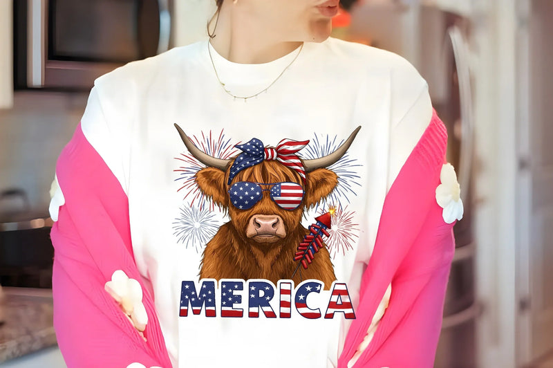 July 4th Highland Cow Clipart Bundle - CraftNest - Digital Crafting and Art