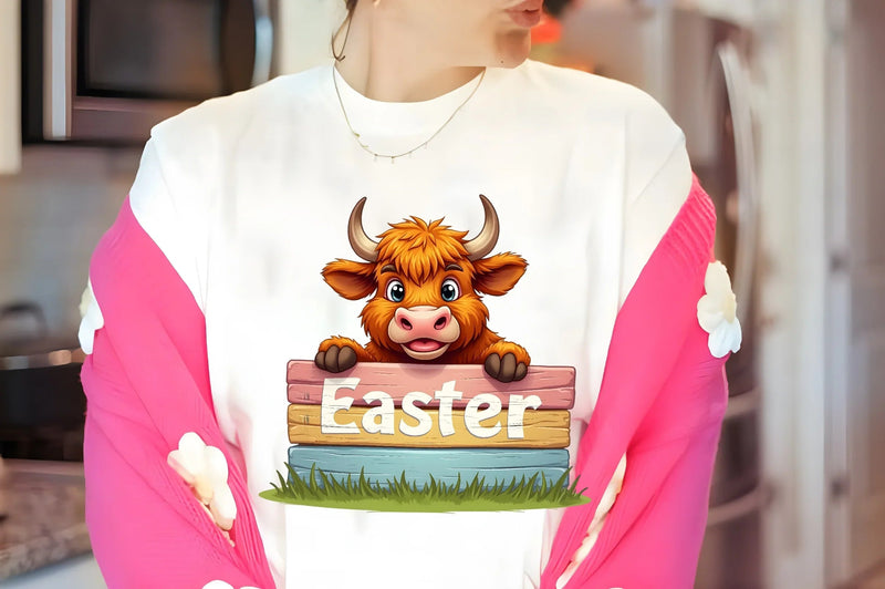 Easter Highland Cow Clipart Bundle 8 - CraftNest - Digital Crafting and Art