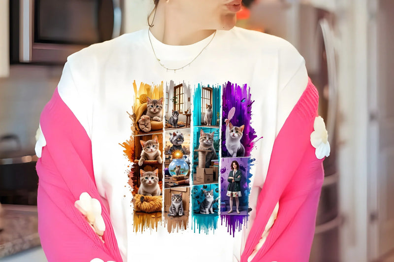 Vibrant Cat Metallic T Shirt Design Bundle - CraftNest - Digital Crafting and Art