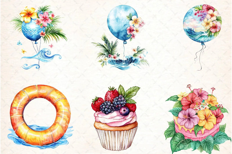 Summer Happy Birthday Clipart Bundle 2 - CraftNest - Digital Crafting and Art