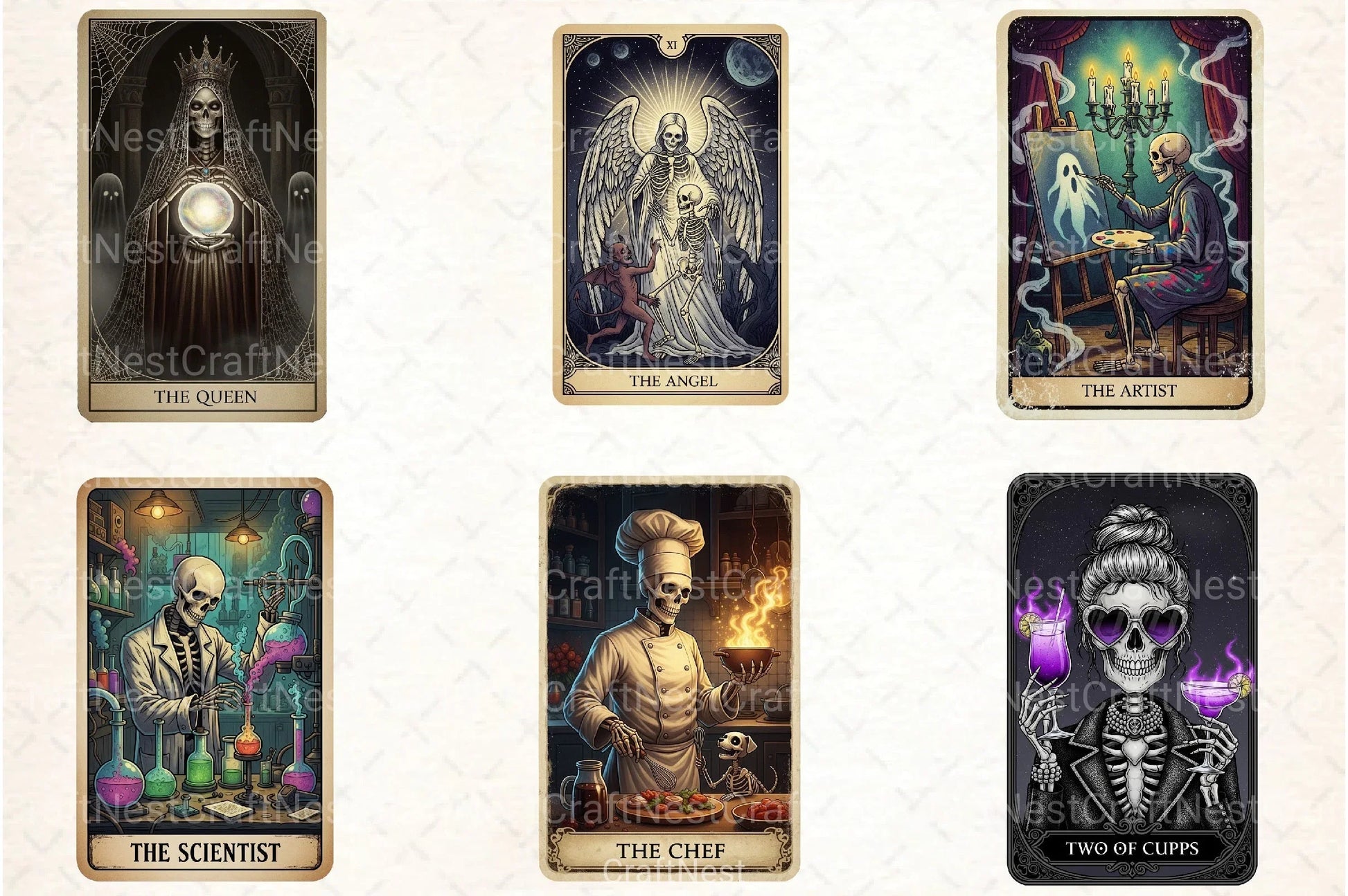 Funny Halloween Tarot Card Clipart Bundle - CraftNest - Digital Crafting and Art