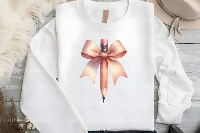 Pencil with Bow Back to School Clipart Bundle - CraftNest - Digital Crafting and Art