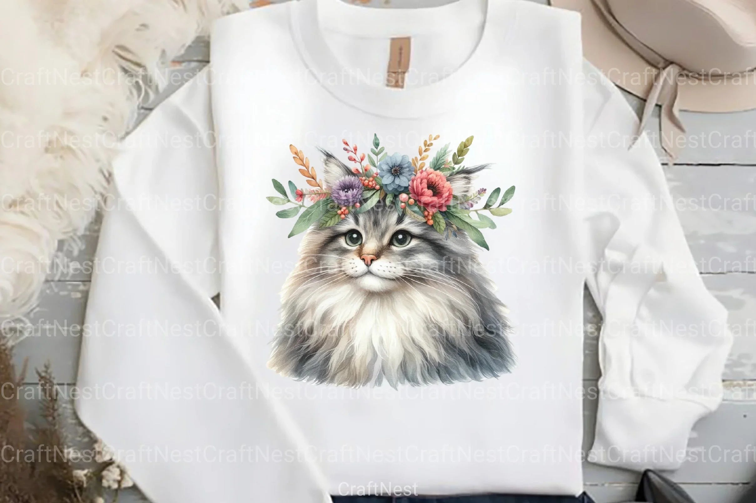 Cat Breeds Flower Crowns Clipart Bundle - CraftNest - Digital Crafting and Art