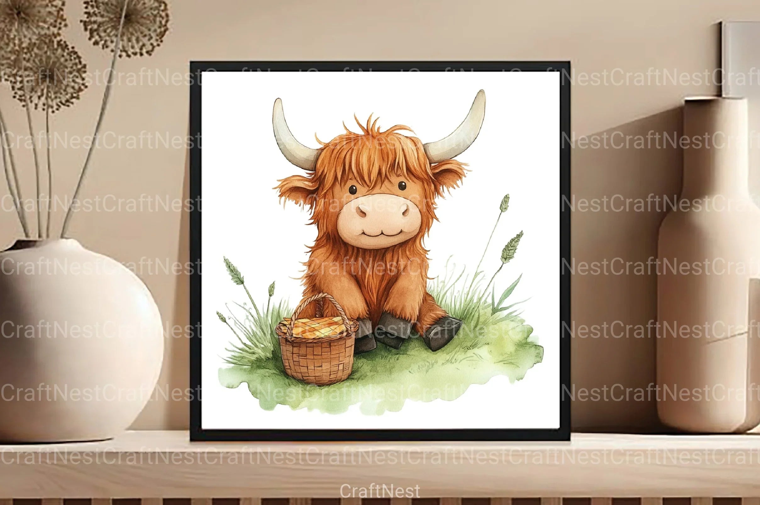 Summer Highland Cow Clipart Bundle 12 - CraftNest - Digital Crafting and Art