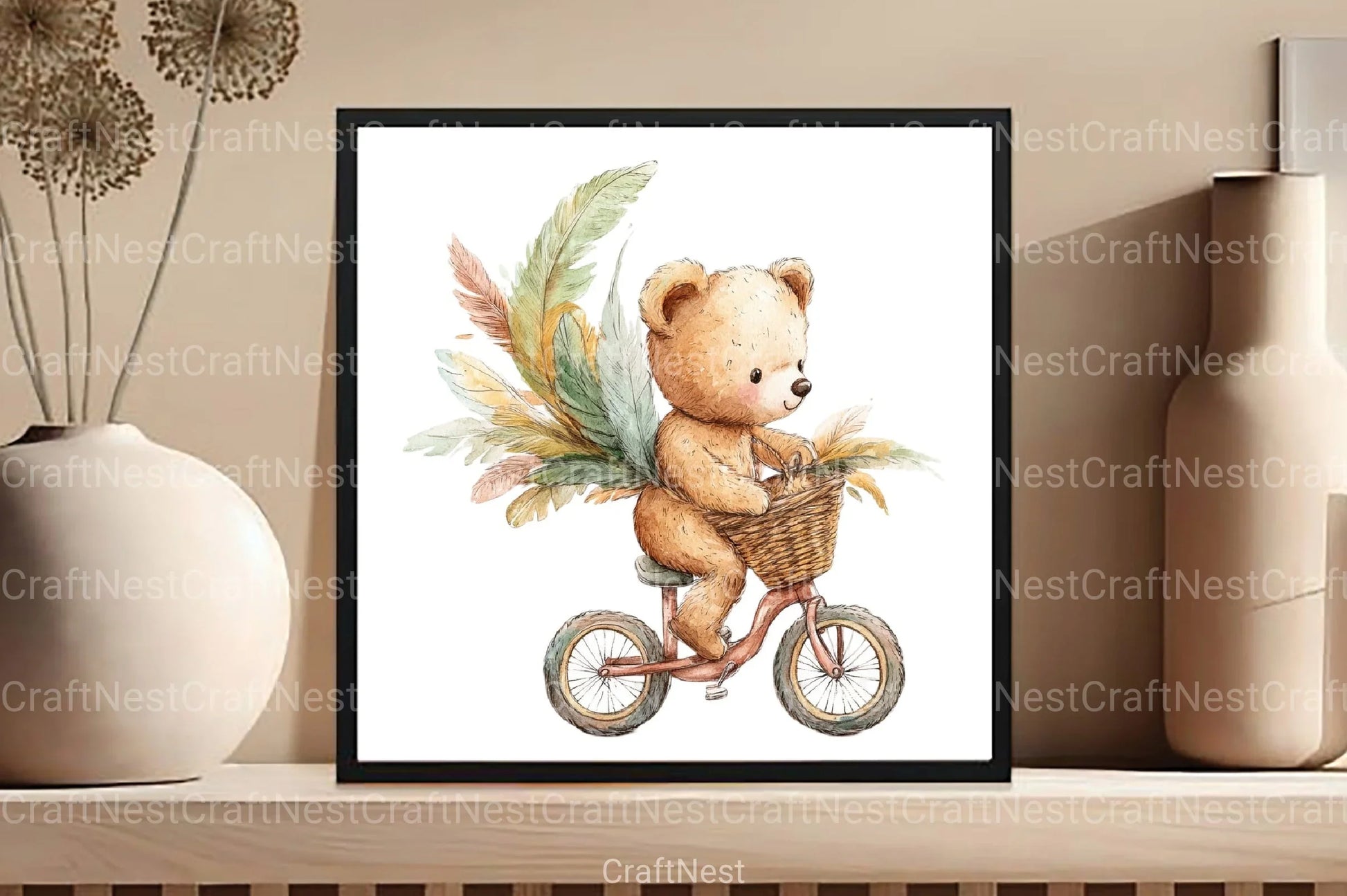 Fanny Teddy Bear Boho Clipart Bundle - CraftNest - Digital Crafting and Art
