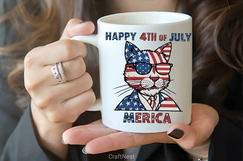 Happy 4th July Cat Clipart Bundle   3 - CraftNest - Digital Crafting and Art
