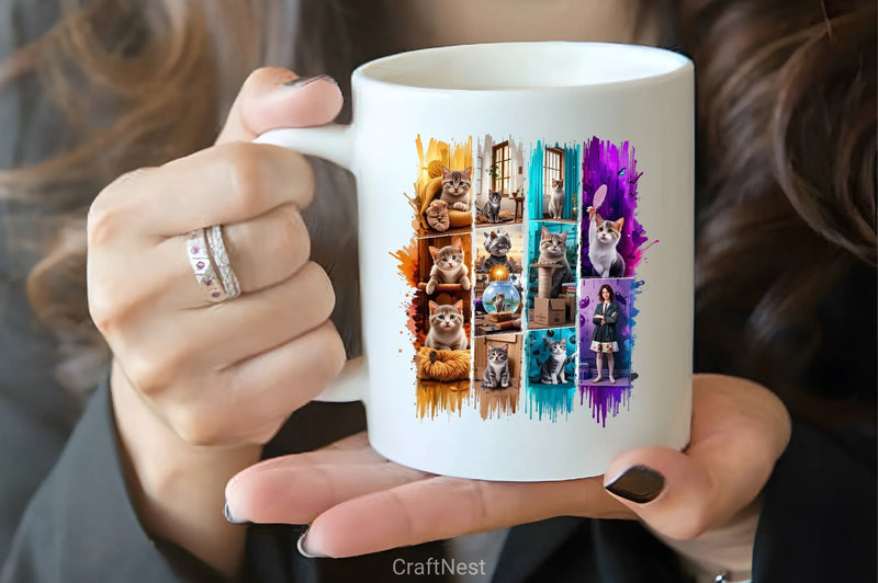 Vibrant Cat Metallic T Shirt Design Bundle - CraftNest - Digital Crafting and Art