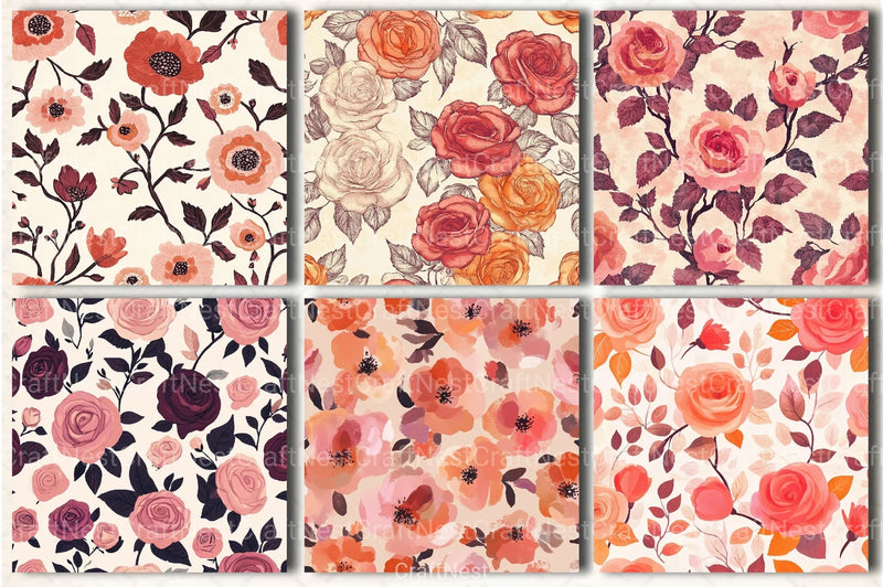 Boho Rose Tones Pattern Clipart Bundle - CraftNest - Digital Crafting and Art