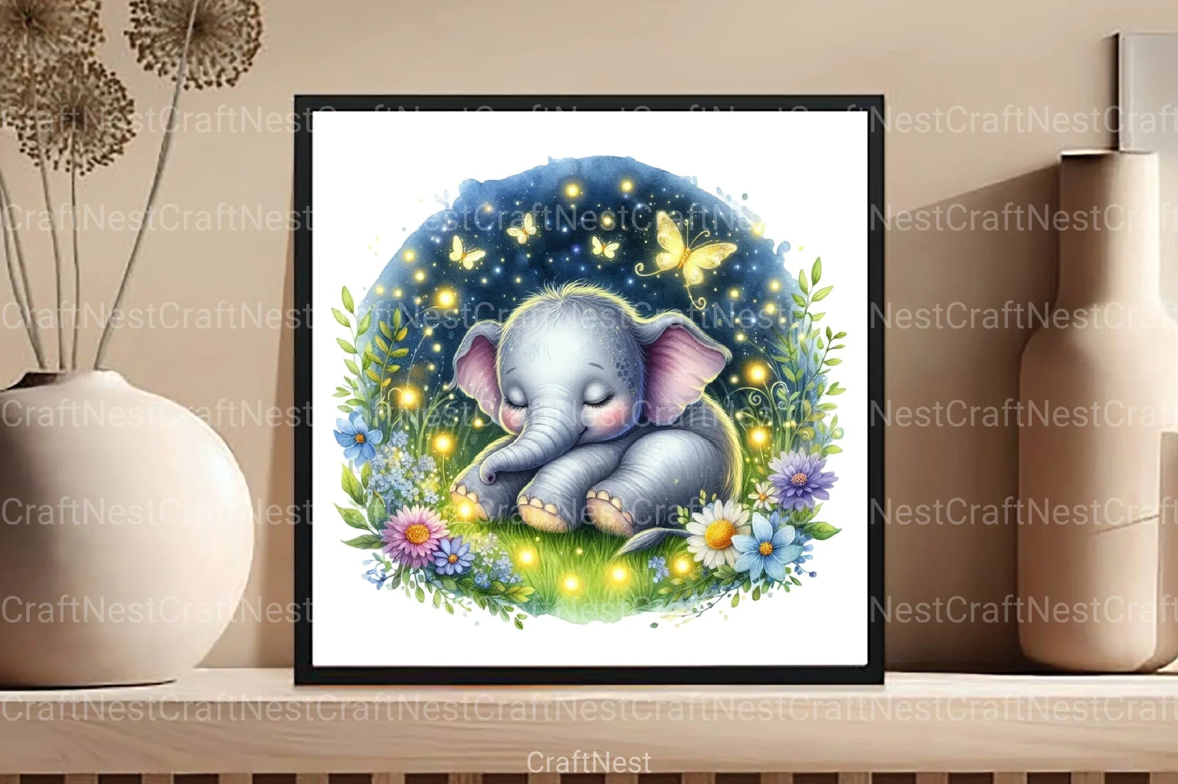 Spring Elephant Baby Clipart Bundle 1 - CraftNest - Digital Crafting and Art