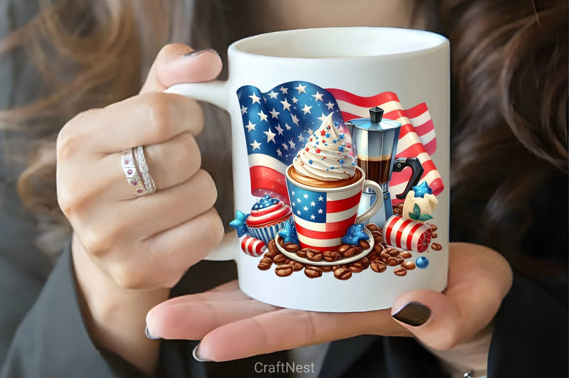 4th of July Coffee Clipart Bundle 1 - CraftNest - Digital Crafting and Art