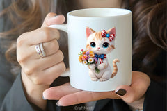 Patriotic Kawaii Cat Clipart Bundle - CraftNest - Digital Crafting and Art