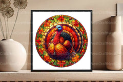 Round Turkey Stained Glass Clipart Bundle - CraftNest - Digital Crafting and Art