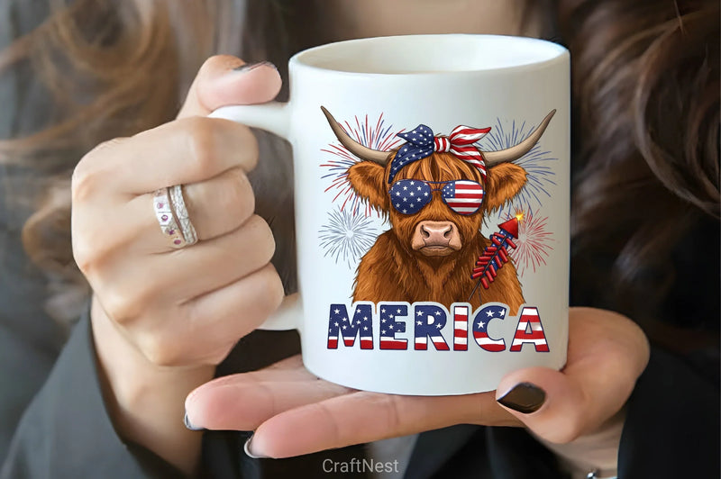 July 4th Highland Cow Clipart Bundle - CraftNest - Digital Crafting and Art