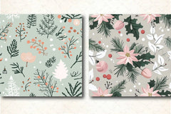 Blush Sage Seamless Christmas Patterns Digital Paper - CraftNest - Digital Crafting and Art