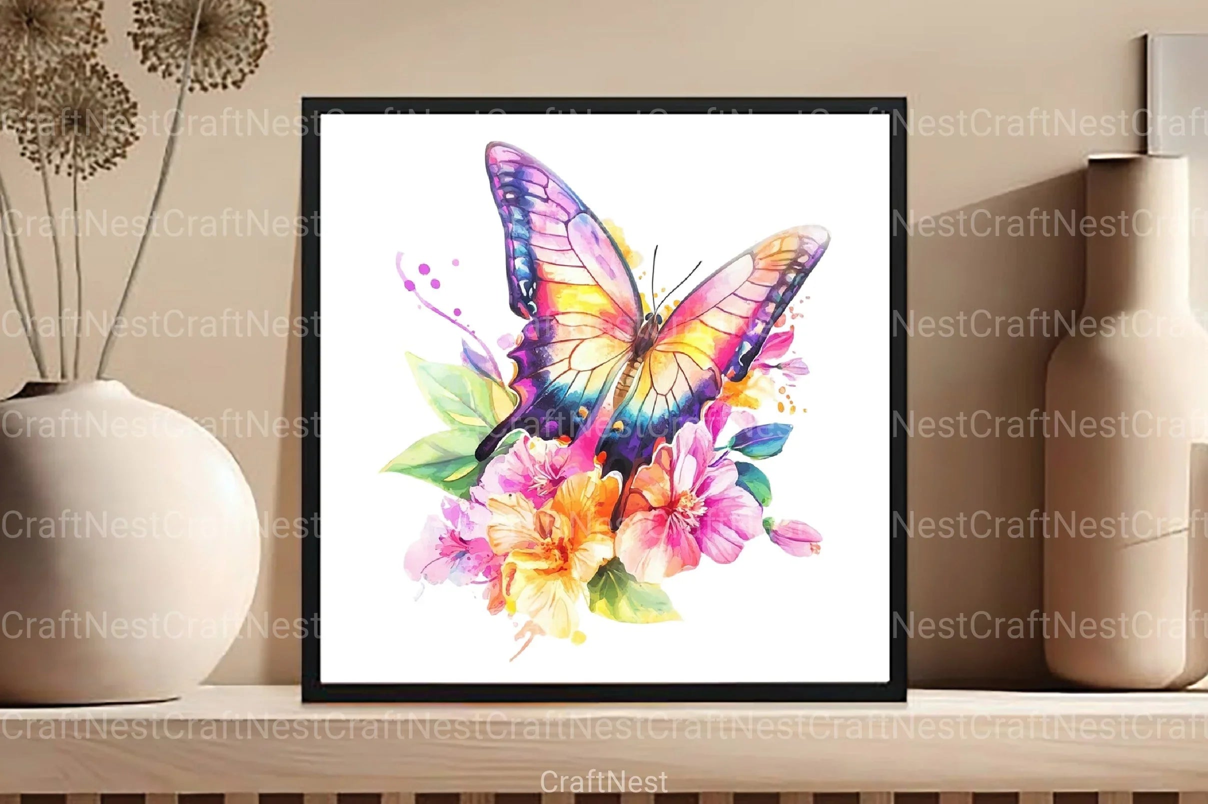 Butterfly Flowers Clipart Bundle 66 - CraftNest - Digital Crafting and Art