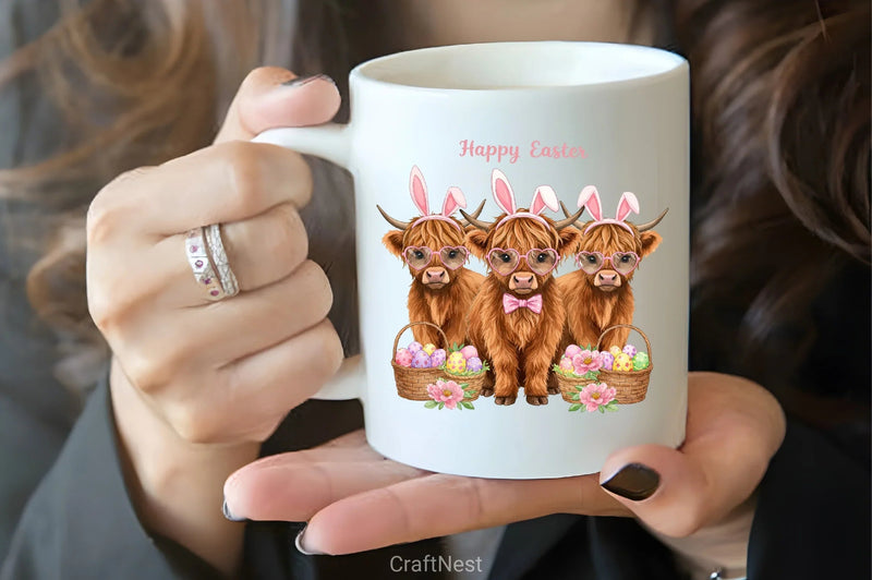 Easter Highland Cow Clipart Bundle 7 - CraftNest - Digital Crafting and Art