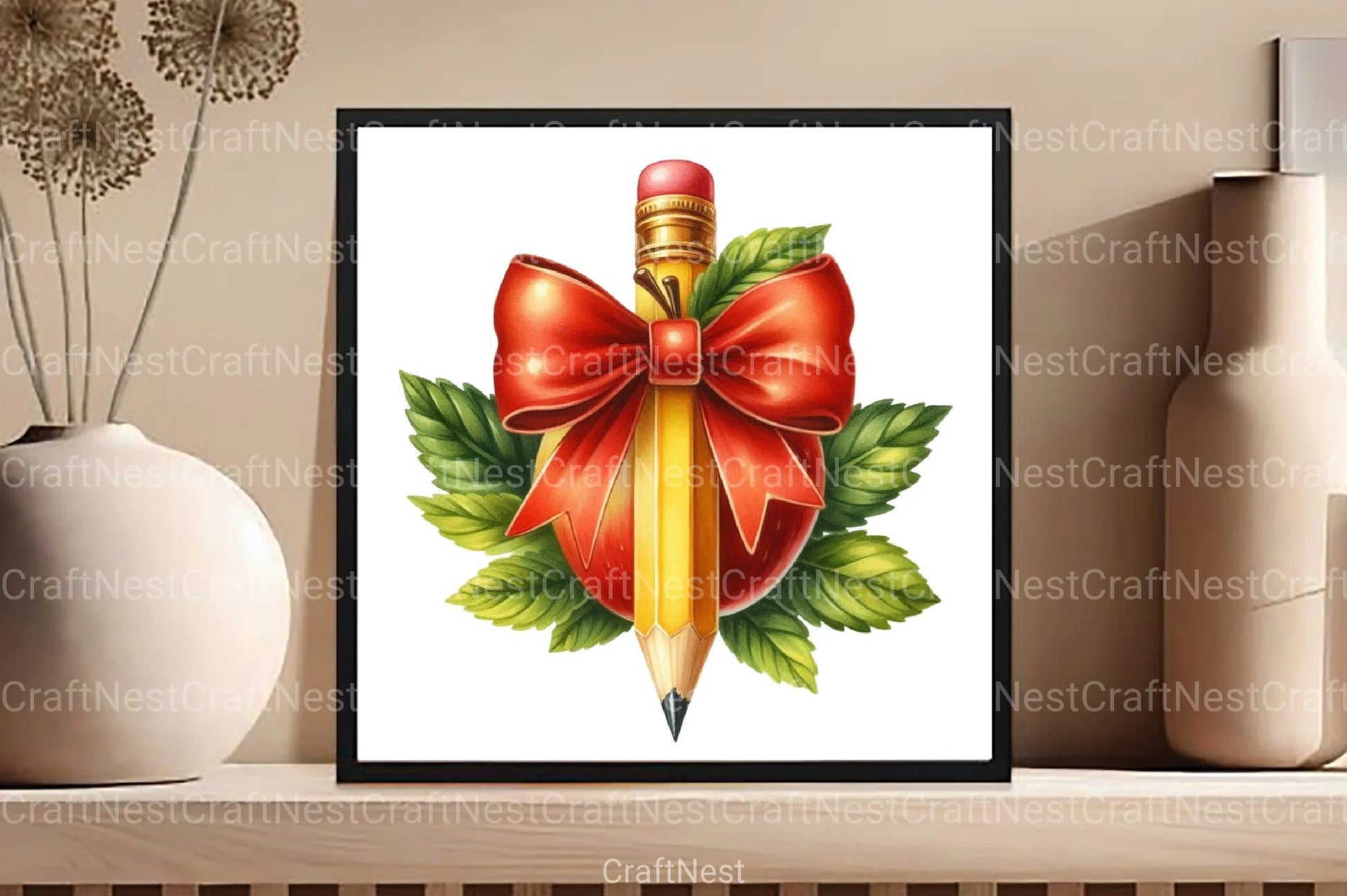 Pencil with Bow Back to School Clipart Bundle - CraftNest - Digital Crafting and Art