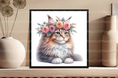 Cat Breeds Flower Crowns Clipart Bundle - CraftNest - Digital Crafting and Art