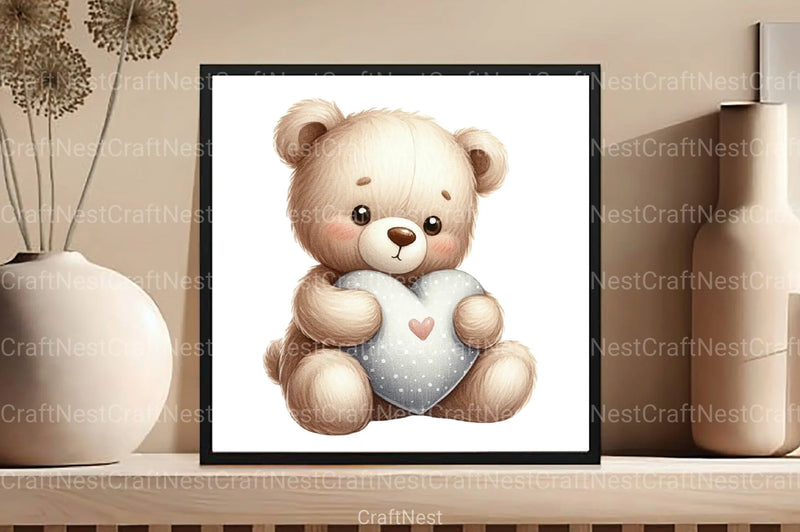 Nursery Teddy Bear Boho Clipart Bundle - CraftNest - Digital Crafting and Art