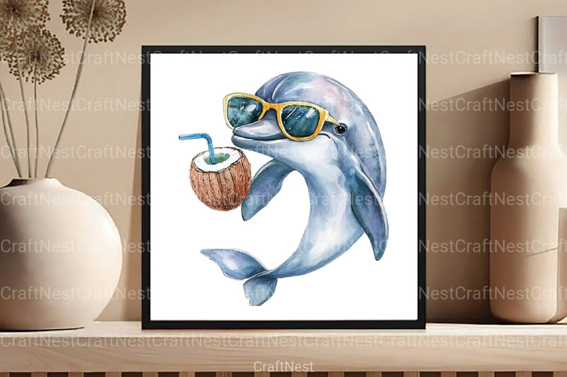 Summer Dolphin Clipart Bundle - CraftNest - Digital Crafting and Art