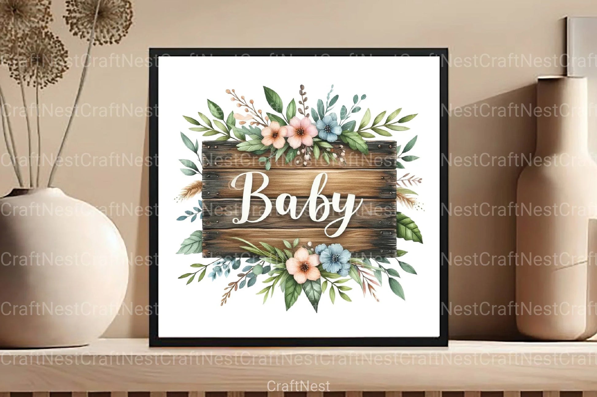 Boho Nursery Baby Clipart Bundle 98 - CraftNest - Digital Crafting and Art