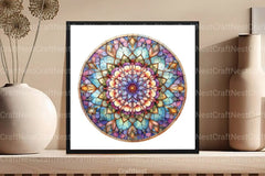 Round Flower Stained Glass Clipart Bundle - CraftNest - Digital Crafting and Art